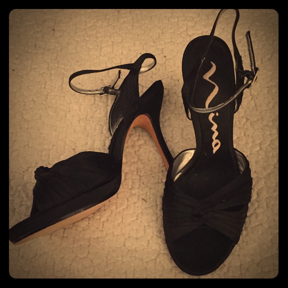Nina Open Toe Formal Black 3” Heels
